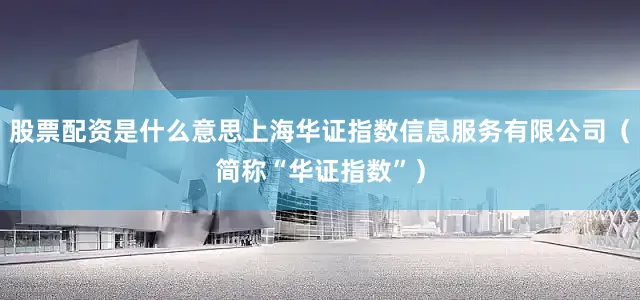 股票配资是什么意思上海华证指数信息服务有限公司（简称“华证指数”）